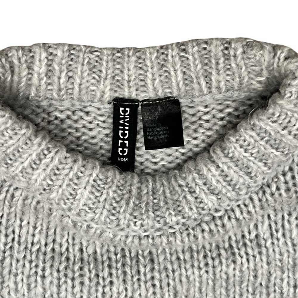 H&M Grey Knit Sweater Crew neck Cabin-core Scandi Girl Cottage core Spring fall - Picture 4 of 6